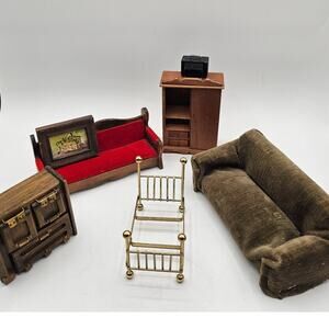 Dollhouse Furniture Lot Miniatures For Craft Repair Repurpose Mixed Pieces